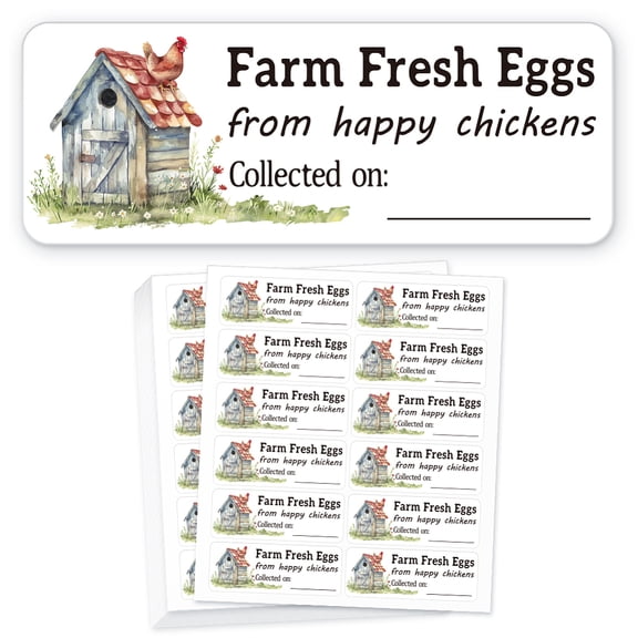 180 Pcs Farm Eggs Laid on Stickers Collected Date Writable 1x2.64 Inch(2.5x6.7cm) Chicken Farm Fresh Eggs Stickers PET Adhesive Egg Carton Labels for DIY