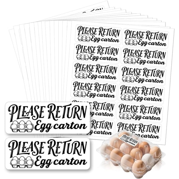 180 Pcs Farm Fresh Egg Carton Labels Please Return Egg Carton Stickers Waterproof PET Adhesive Egg Packaging Sticker for Box Container Carton Farm Supplies