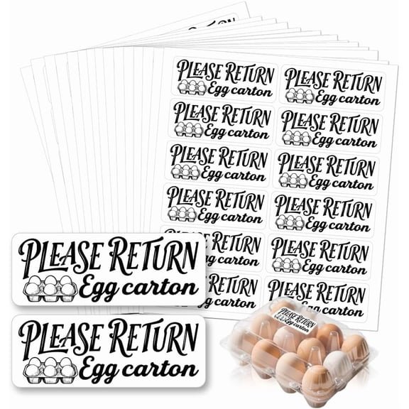 180 Pcs Farm Fresh Egg Carton Labels Please Return Egg Carton Stickers Waterproof PET Adhesive Egg Packaging Sticker