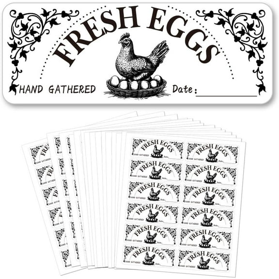 180 Pcs Farm Fresh Eggs Sticker 1x2.64 Inch(2.5x6.7cm) Unwashed Egg Carton Labels PET Adhesive Egg Packaging Stickers for Egg Packing Box Container Mixed Color