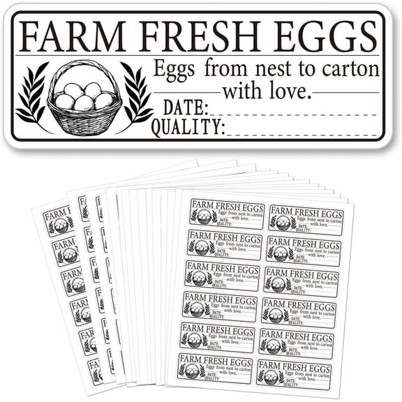 180 Pcs Farm Fresh Eggs Stickers 1x2.64 Inch(2.5x6.7cm) Egg Carton Stickers Chicken Farm Fresh Eggs Labels PET Adhesive Egg Packaging Labels for Egg Carton Box ContainerMixed Color