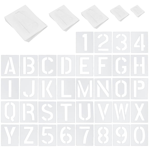 180 Pcs Letter and Number Stencils 5 Sizes Reusable PET Stencils for Crafts Drawing for Fabric Wood Wall Art Decor DIY Projects
