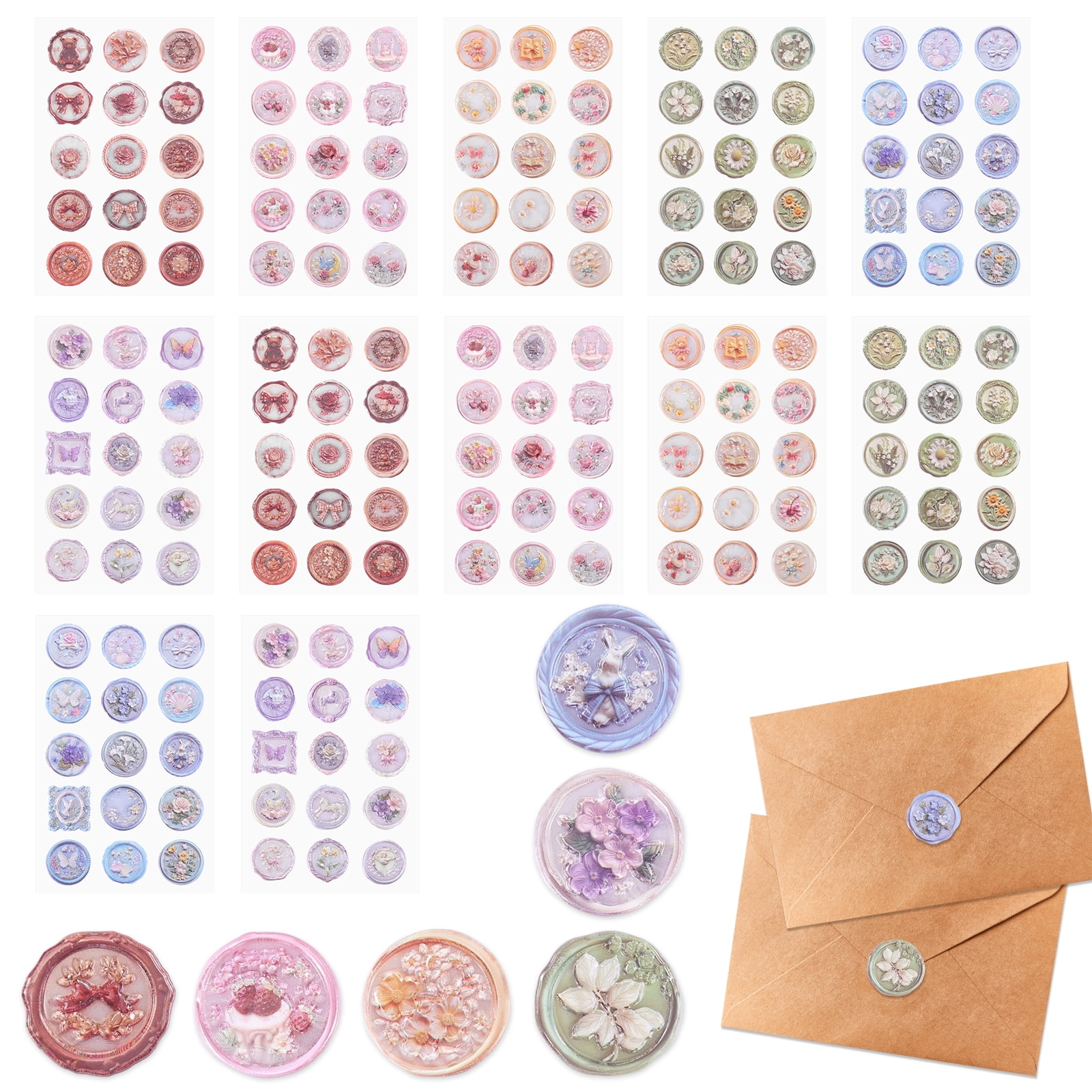 180 Pcs Pre-Made Envelope Seal Stickers, Classic Vintage Theme Waterproof Self-Adhesive Stickers for Wedding Invitations, Birthday Gift Wrapping, Scrapbook & Journal Decoration
