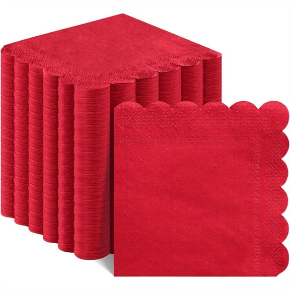 180 Pcs Red Napkins, Red Napkin Disposable Cocktail Napkins Beverage Dessert Napkins for Wedding, Birthday, Garden, Party Decorations, Restaurant, Kitchen, Coffee Shop Supplies, 5 x 5 Inch