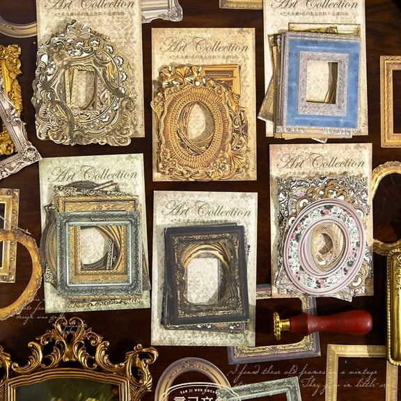 180 Pcs Scrapbook Window Frame Papers, Vintage Scrapbook Photo Frames Decorative Paper for Scrapbooking Junk Journal Crafts DIY Crafts Album Embellishment