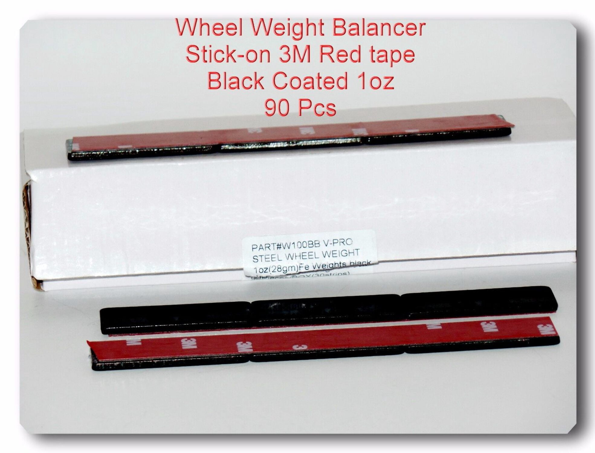 360-Piece Black Stick-On Wheel Weights Kit With 3M Red Tape - 0.25 Oz (1/4 Oz) Each For Tire Balancing