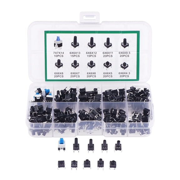 180 Pcs Tactile Push Button Switch Kit - 6mm/7mm SMD Momentary Tact Switch Assortment, Electronic Components