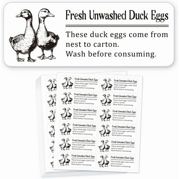 180 Pcs Unwashed Duck Egg Carton Labels 1x2.64 Inch(2.5x6.7cm) Farm Fresh Eggs Stickers PET Adhesive Egg Packaging Stickers for Box Container Carton Farm Supplies