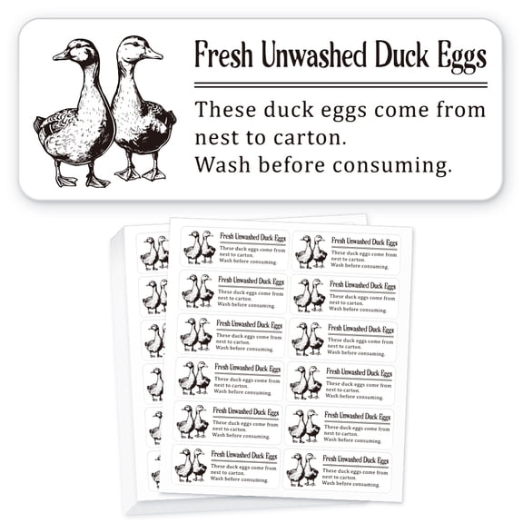 180 Pcs Unwashed Duck Egg Carton Labels 1x2.64 Inch(2.5x6.7cm) Farm Fresh Eggs Stickers PET Adhesive Egg Packaging StickersDIY