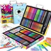 180 Piece Art Supplies, Drawing Painting Art Kit with Clipboard and Coloring Papers