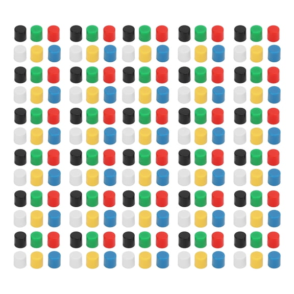 180-Piece Tact Switch Button Covers, Multicolored ABS Plastic Round Push Button Hats Set (0.47 in / 1.2 cm)
