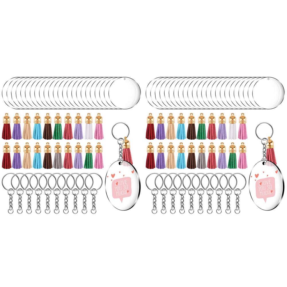 180 Pieces Acrylic Keychain Making Kit Clear Acrylic Keychain Blanks and  Colorful Pendants for DIY Projects 