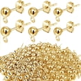 thumbnail image 1 of 180 Pieces Ball Post Earring Stud with 200 Pieces Butterfly Ear Back Earrings with Loop for DIY Jewelry Making Findings, 4 mm 5 mm 6 mm (Gold), 1 of 5