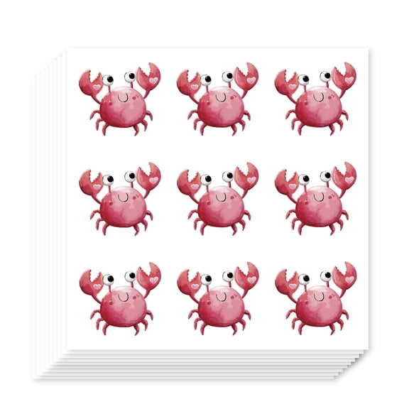 180 Pieces Self-Adhesive Crab Labels Stickers 1 Inch Cartoon Pink Crab Stickers for Planner Calendar Scrapbooking Crafting Bag Seal Gift Decor