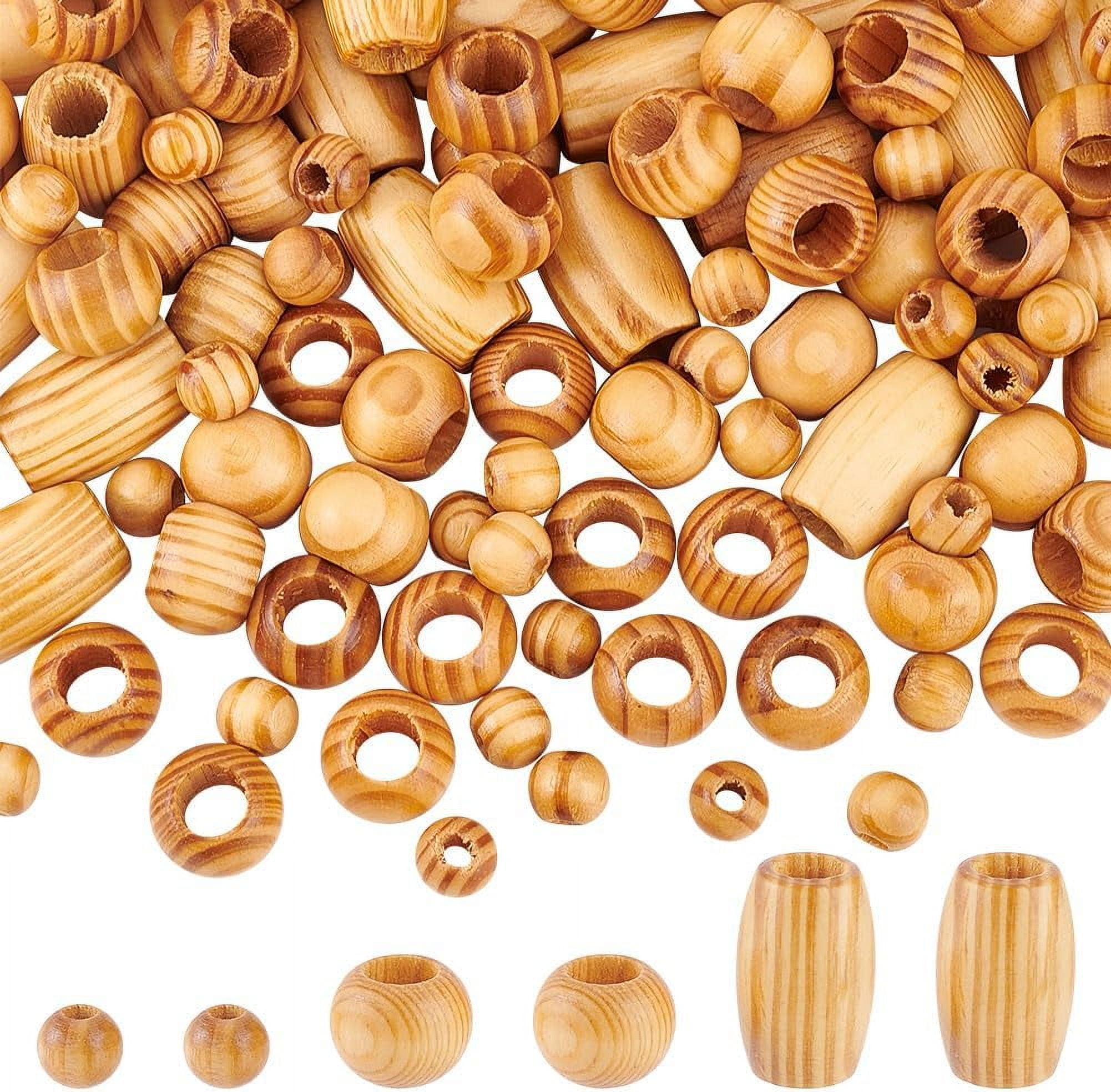 180 Pieces Wooden Beads Loose Beads Large Hole Making Kits Supplies Jewelry Making Hair DIY Craft Handmade Decor Mixed ColorDIY