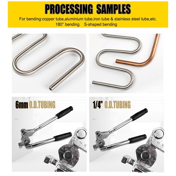 180 Pipe Bender, 6mm Capacity for Copper, Aluminum Stainless Steel, Clear Scale Long Handle