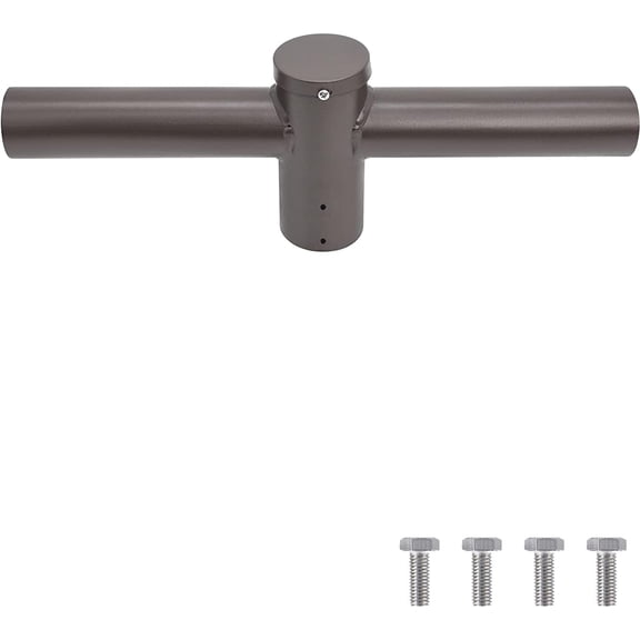 180° Pole Tenon Spoke Twin Bullhorn Bracket, Double 180° Horizontal Tenon Adapter, 2 Adapter Tenons Inline for LED Street Light, Parking Lot Light, Bronze