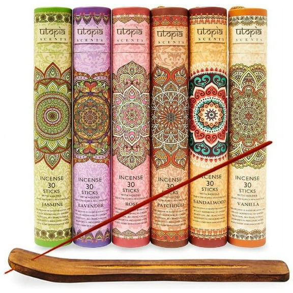 180 Premium Incense Sticks Gift Set + Bonus 6 Wooden Holders included in the set.