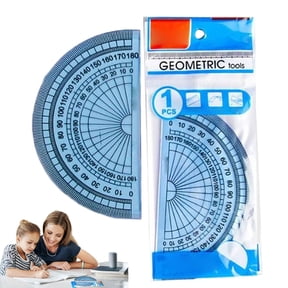 180 Protractor Semicircular Angle Measurer for Geometry, Blue, 3.9 Inch