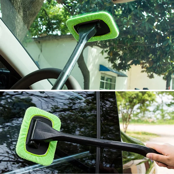 180° Rotatable Auto Car Windshield Cleaning Tool 5 Washable Microfiber Pads Kit