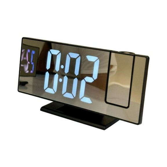 180° Rotatable LCD Projection Clock with Alarm, Temperature & Date Display, Adjustable Brightness, USB-Powered Desktop Clock