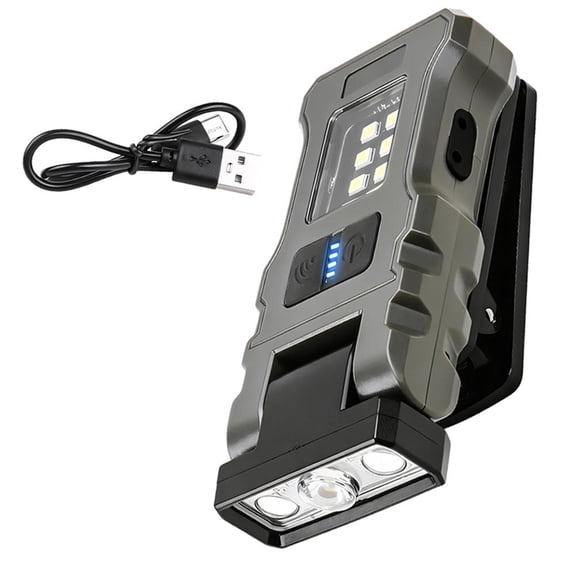 180 Rotatable LED Clip-on Cap Work Light with Purple Light, Motion Sensor Emergency Warning Lamp for Night Fishing Outdoor