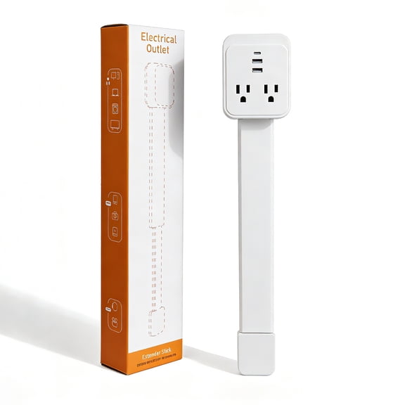 180 Rotating Adjustable 1725.5" Outlet Extender Power Strip, USB-C USB-A 2 AC Ports, Fire Resistant No Drill Mount for Behind Couch Bed Hidden Wall Socket