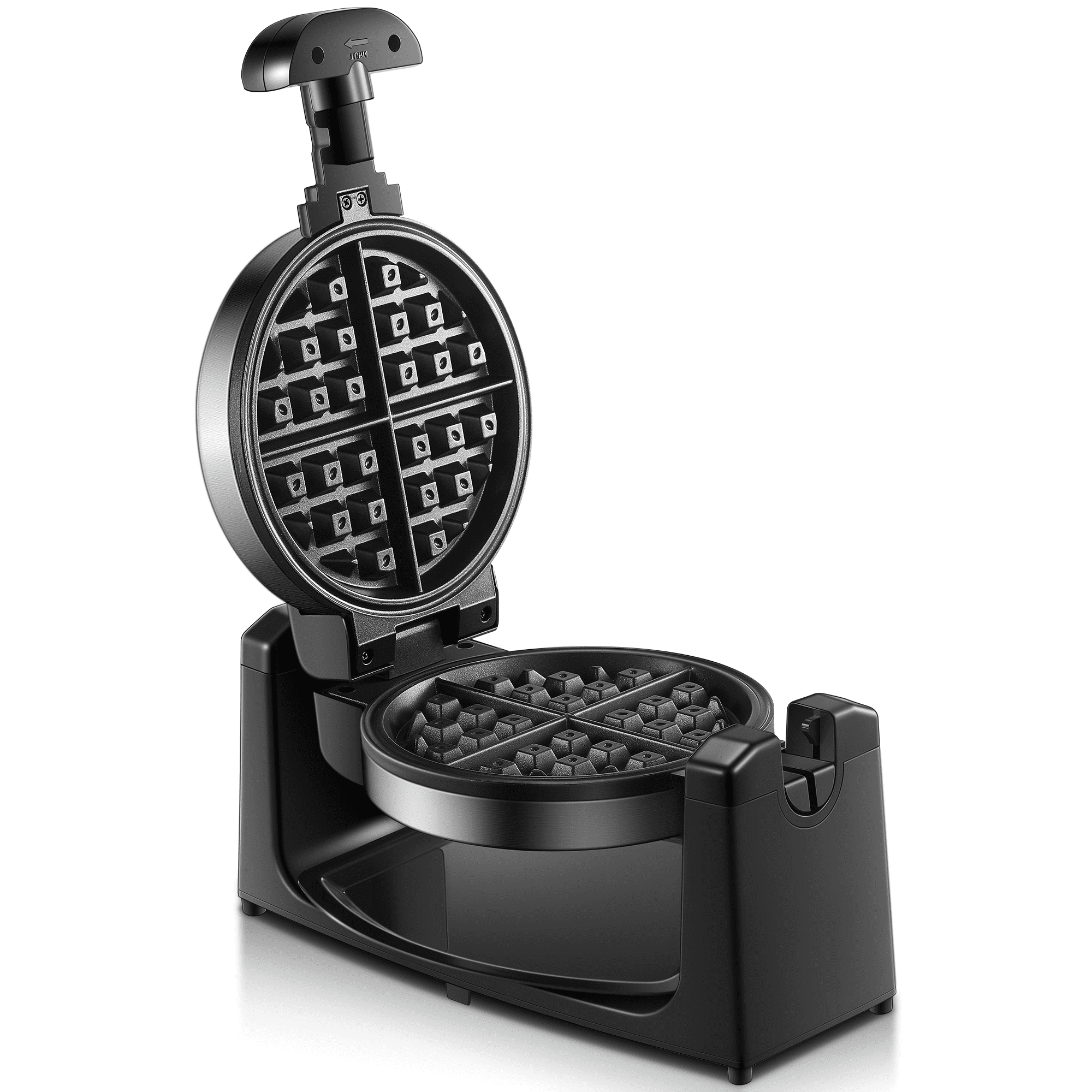 180° Rotating Belgian Waffle Maker, 1100W, Browning Control, Stainless  Steel, New, AICOOK 