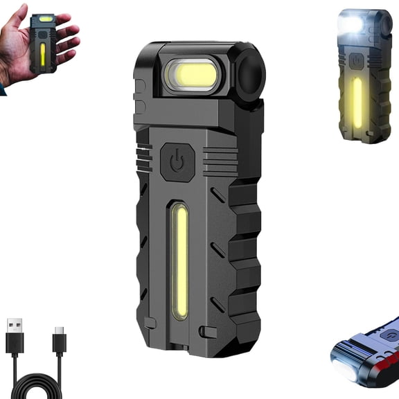 180° Rotating Head LED Work Light – Dual Beam, Magnetic Base, USB-C Rechargeable, 800 Lumens for Repair, Camping & Emergency