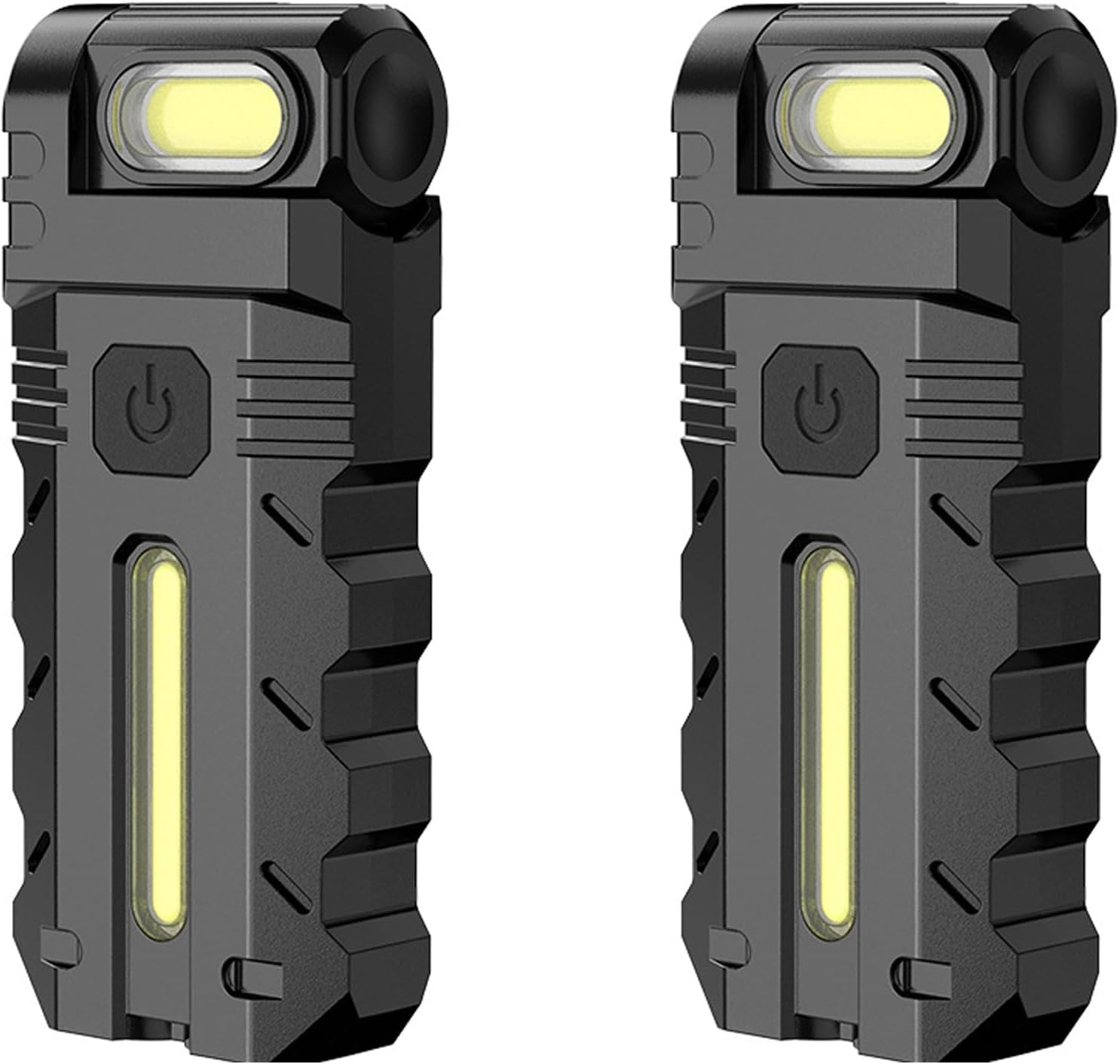 180° Rotating Head LED Work Light – Dual Beam, Magnetic Base & USB-C Rechargeable, Clip-On Keychain Light, Mini Rechargeable Flashlight for Emergency, Walk Dog, Working, Hiking, Camping