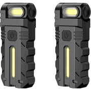 180  Rotating Head LED Work Light   Dual Beam, Magnetic Base & USB-C Rechargeable, Clip-On Keychain Light, Mini Rechargeable Flashlight for Emergency, Walk Dog, Working, Hiking, Camping