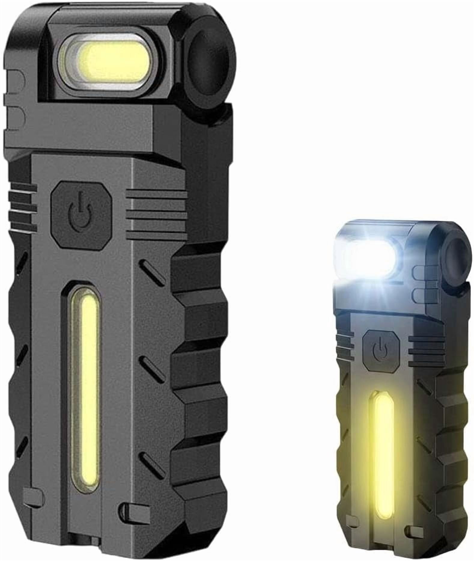 180° Rotating Head LED Work Light, Rechargeable Dual Light Magnetic Flashlight with Pen Clip, Portable EDC Pocket Torch for Hiking Working (DC10)