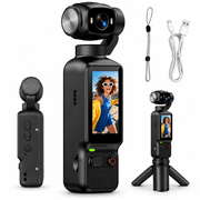 4K Vlogging Camera, Mini Camcorder, Pocket Digital Camera with 64MP Photos,1.97" IPS Screen, 4 Hours Power, 180  Rotating Lens & 32GB Card,Black