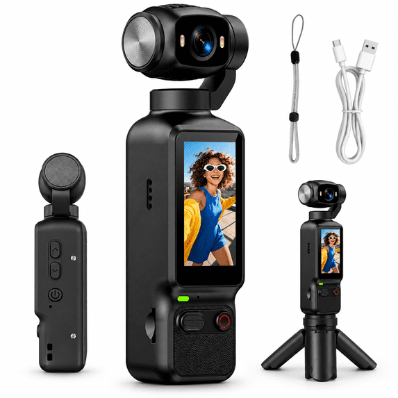 4K Vlogging Camera, Mini Camcorder, Pocket Digital Camera with 100MP Photos,1.54" IPS Screen, 4 Hours Power, 180° Rotating Lens & 32GB Card,Black