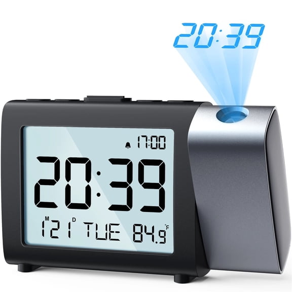 180 Rotation Digital Projection Alarm Clock Night Mode 4-Level Dimming Memory Clock 12H/24H Bedroom Electronic LCD Table Clock