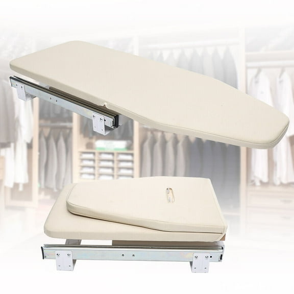 180 Rotation Ironing Board Foldable, Closet Pull-Out Stow Away Ironing Table Retractable, Beige
