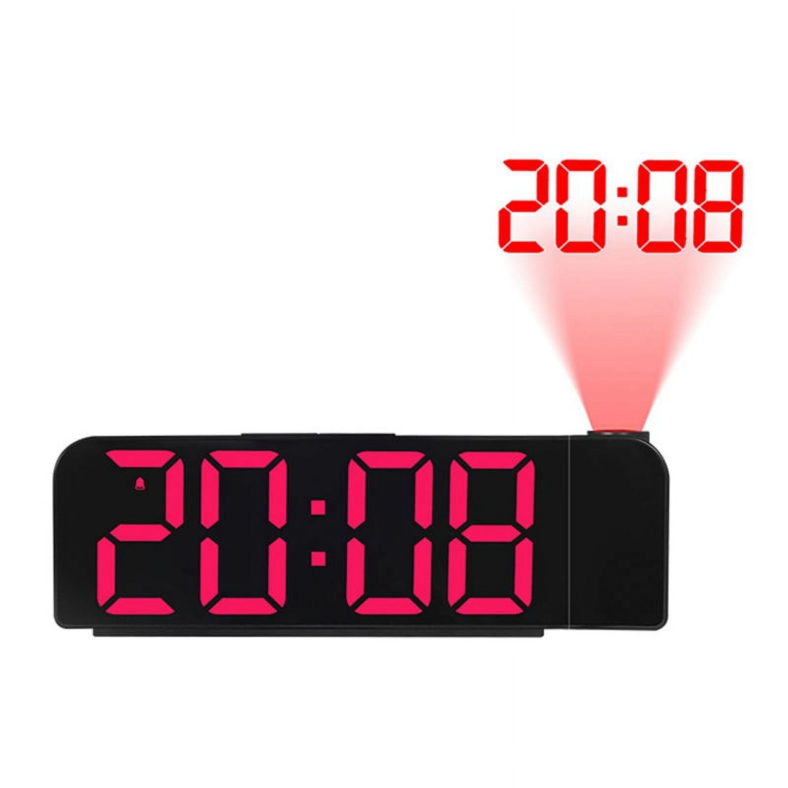 180° Rotation Projection Alarm Clock 12/24H LED Digital Clock USB