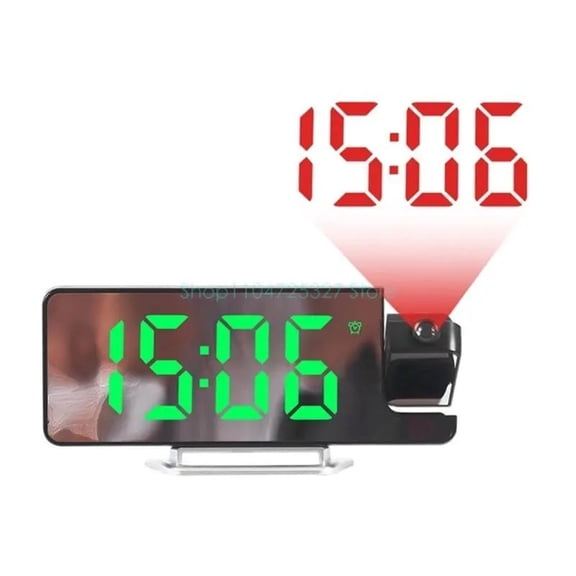 180° Rotation Projection Alarm Clock with Time Temperature Digital Alarm Clock Snoozes Table Clock 12/24H USB Projectors