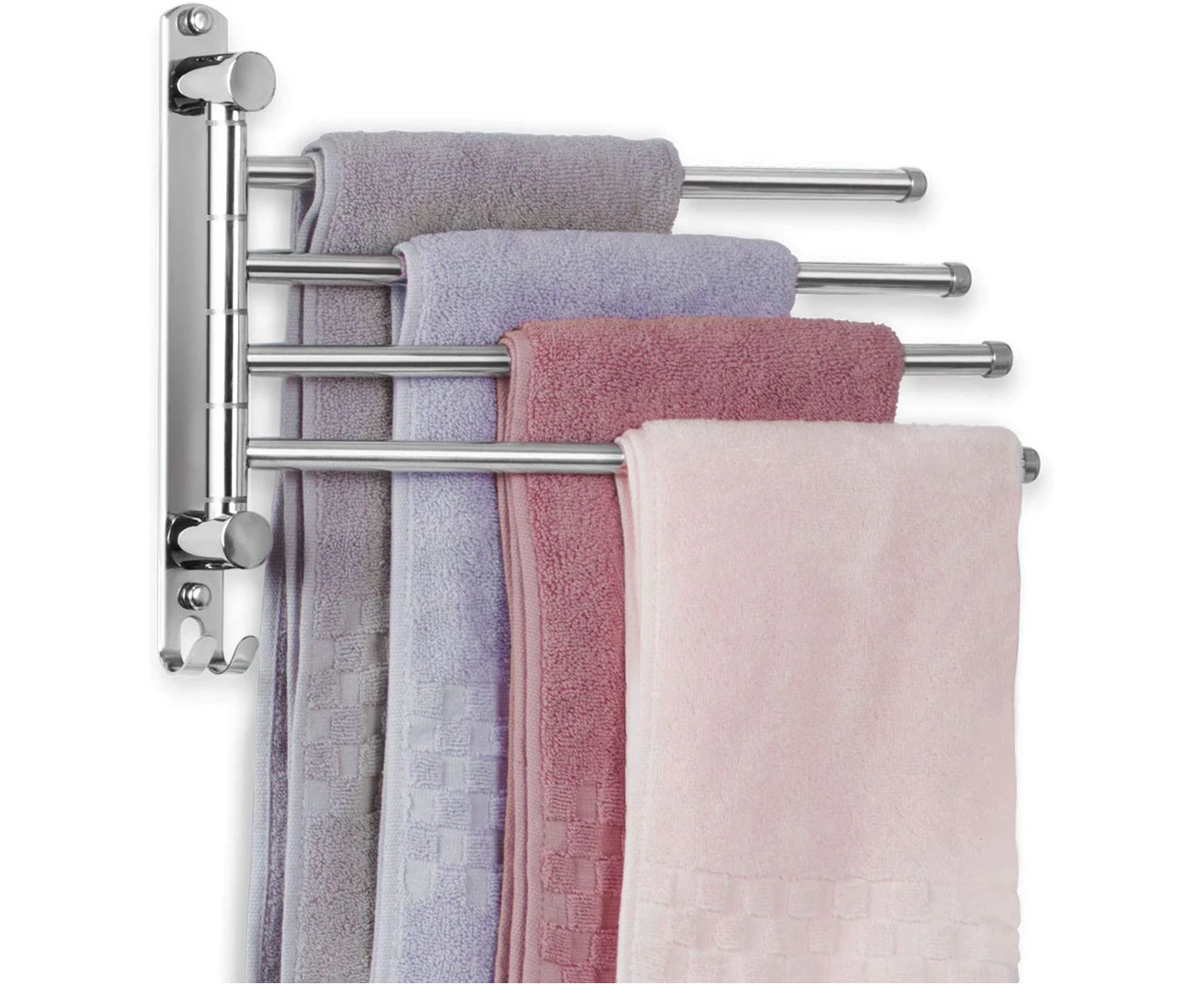 External Rotation Towel Slides 180 ° Rotation Towel Holder Stainless Steel Bath Towel Holder With 4 ...
