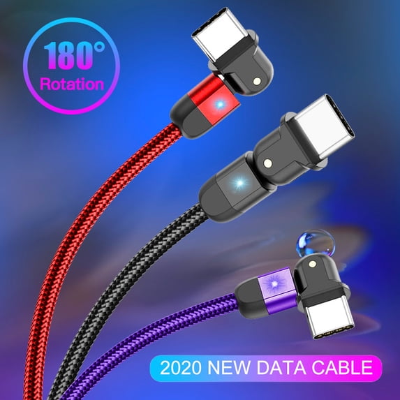 180° Rotation Type C Data Cable 3A Fast Charging USB C Cord For Samsung For Xiaomi(Black/1M)