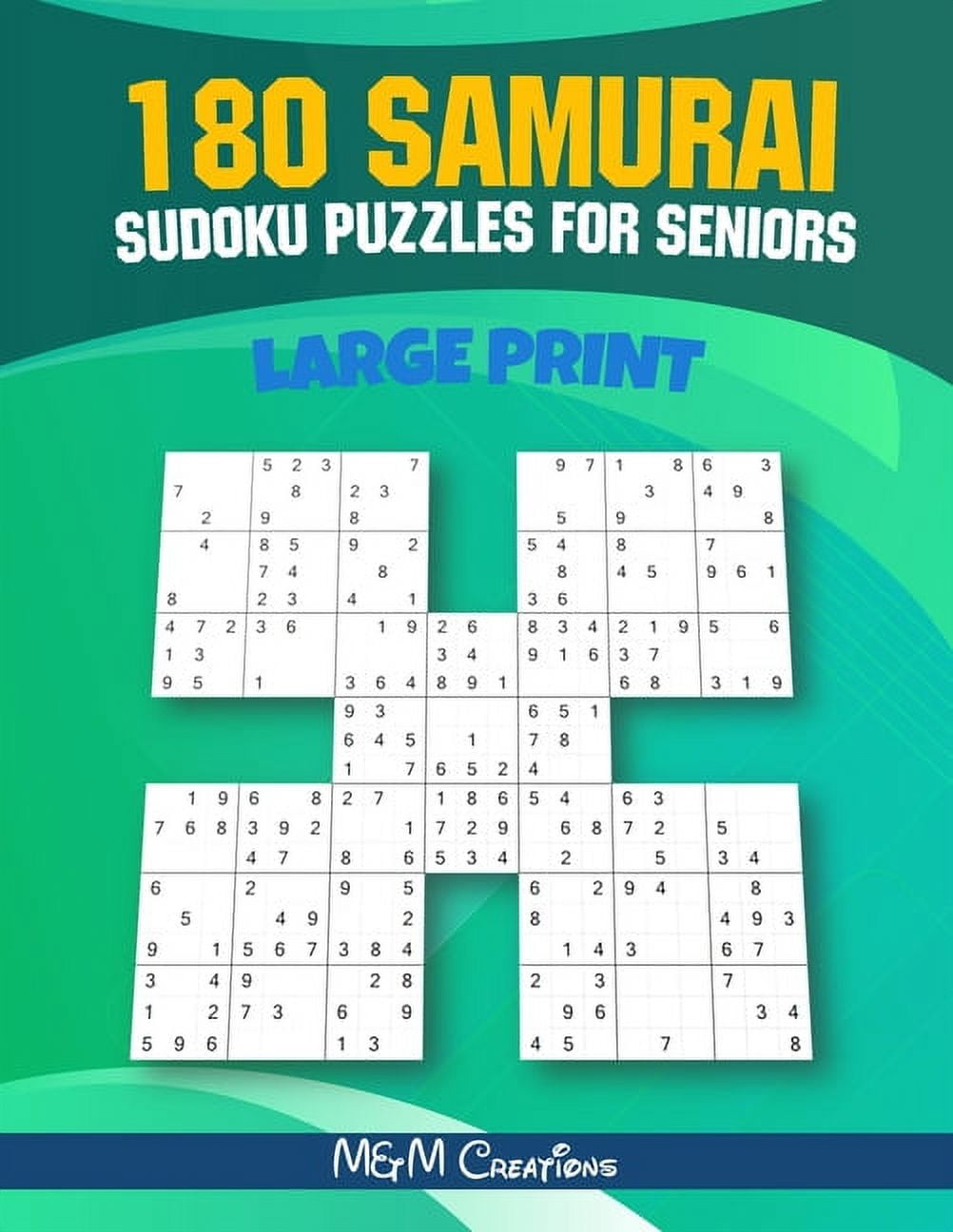 180 Samurai Sudoku Puzzles For Seniors : 1 Puzzle x Page - 8.5