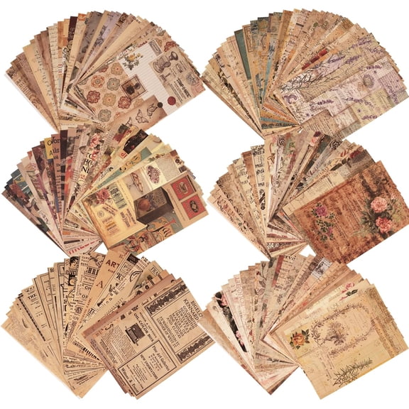 180 Sheets Vintage Scrapbook Paper, Journaling Scrapbooking Supplies Kit, 6 Themes x 30 Decorative Craft Paperfor Junk Journal SuppliesDIY CollageCard Making SuppliesCollage Background 5.5x7.9In