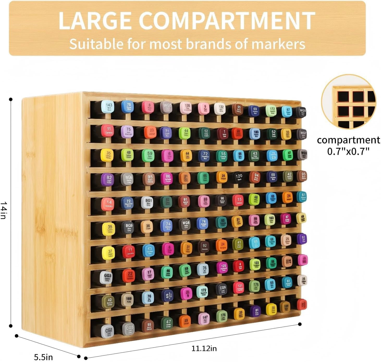 180 Slots  Marker Storage Organizer for Office Desk, Assembled Pen Holder  with Stackable Design
