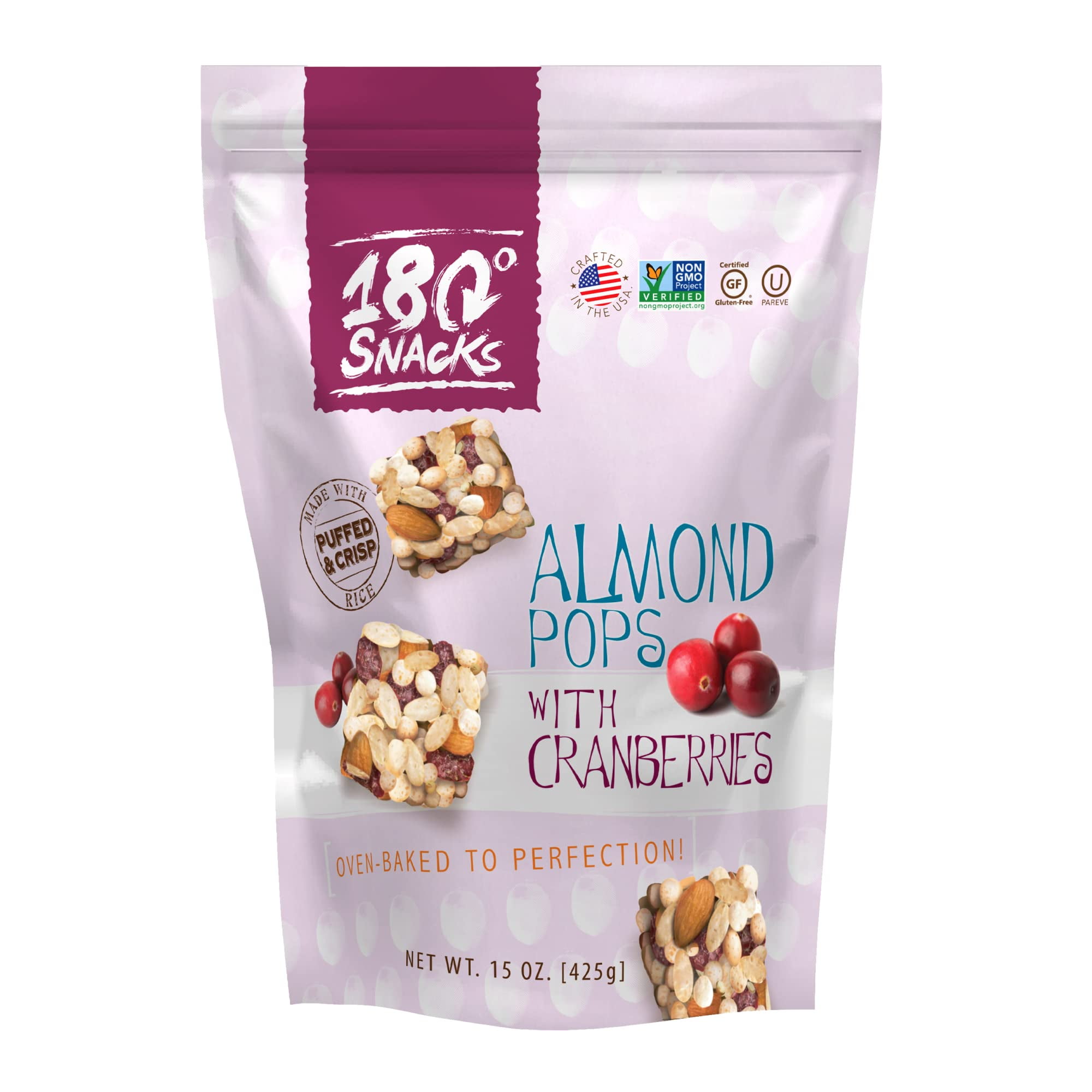 180 Snacks Almond Rice Pops with Cranberries Tasty, BiteSize Healthy