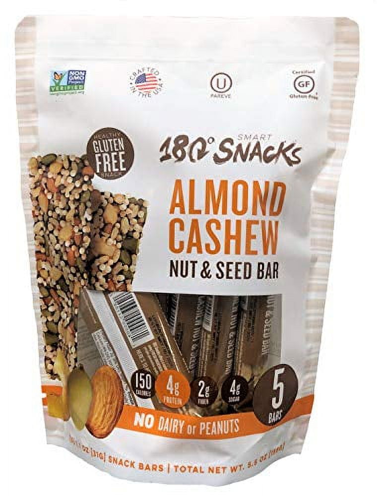180 Snacks Fruit Nut AIF4&nbsp;& Seed Crunch Bar 1 Pack, 5 Snack Bars (Almond Cashew)