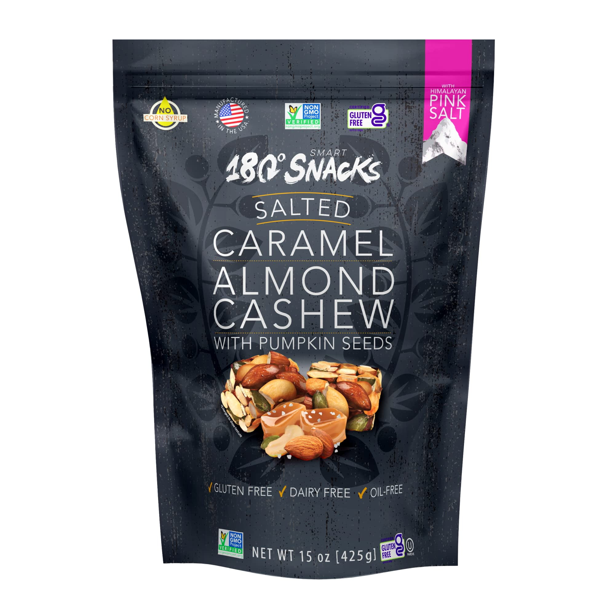 180 Snacks Salted Caramel Almond Cashew Healthy Snacks, 15 oz