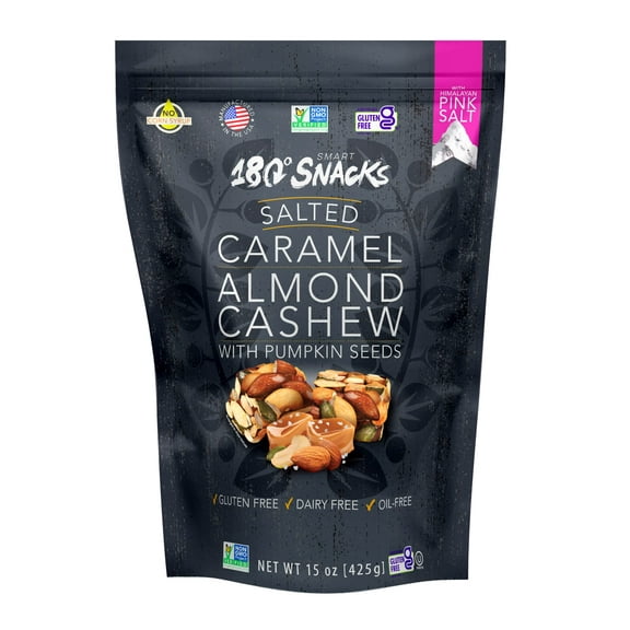 180 Snacks Salted Caramel Almond Cashew Healthy Snacks, 15 oz