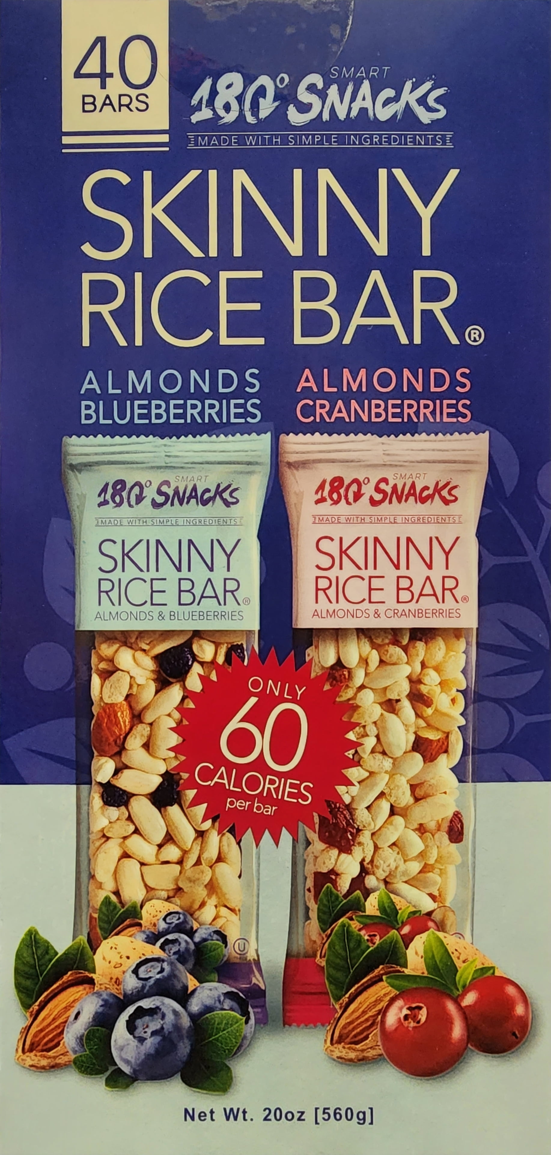 Skinny Rice Bar with Blueberries, Almonds, and Himalayan Salt (14 count)