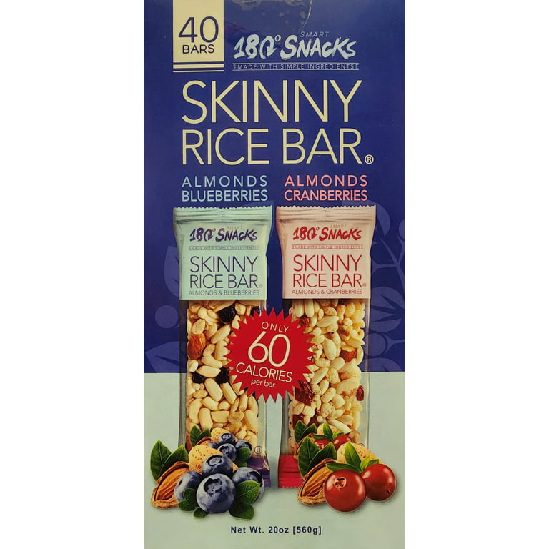 180 Snacks Skinny Rice Bars with Almonds and Himalayan Salt - Low Calorie  Snacks, Only 70 Calories 