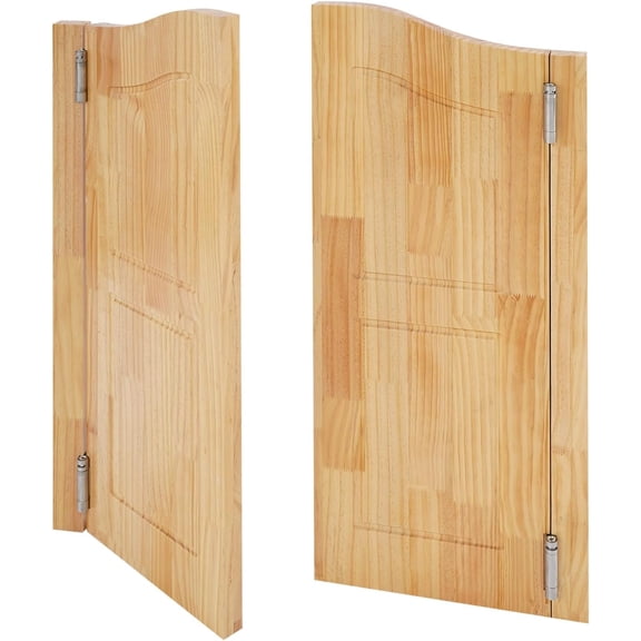 180 Swinging Cafe Door Solid Pine Wood Cafe Saloon Door with Stainless Steel Hinge Double Swing Door for Kitchen Bar Home Office (Wood Color 30x42in)